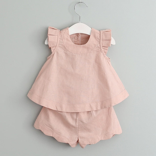 Beenira Girls Clothing Sets 2020 Summer New Products Girl Lady Child Baby Lace Ruffle Hem Sleeveless vest + Shorts Sets For 3-7Y