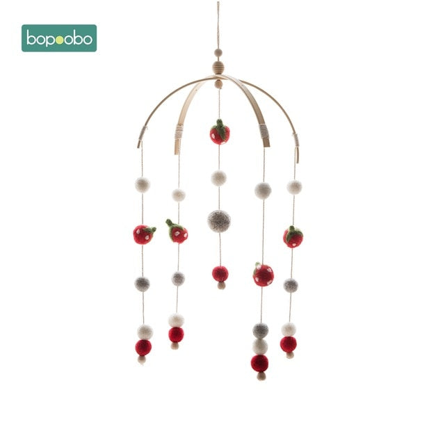 Bopoobo 1 set Silicone Beads Baby Mobile Beech Wood Bird Rattles Wool Balls Kid Room Bed Hanging Decor Nursing Children Products