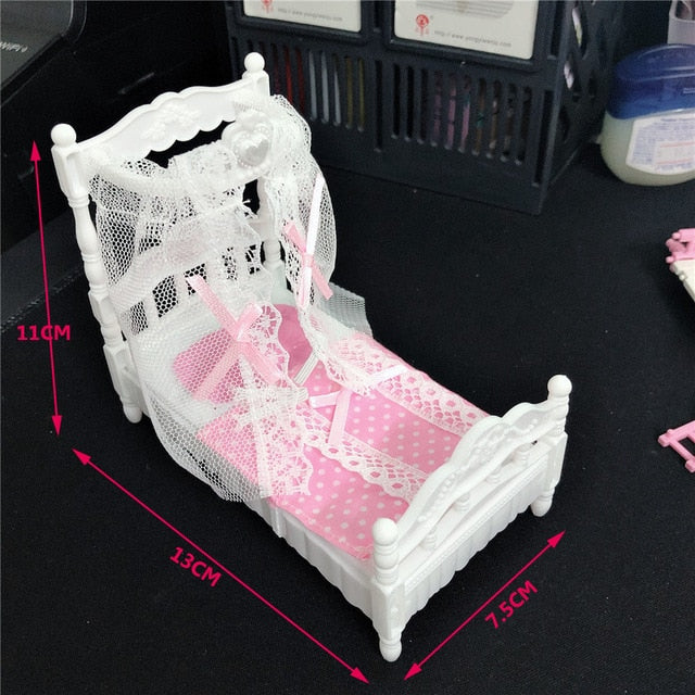2020 New Fashion Barbies Doll Crib Double Bed Cute Children's Toy Accessories Best Gift for Girls Barbies Plastic Gadget