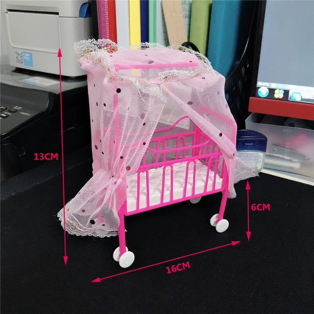 2020 New Fashion Barbies Doll Crib Double Bed Cute Children's Toy Accessories Best Gift for Girls Barbies Plastic Gadget