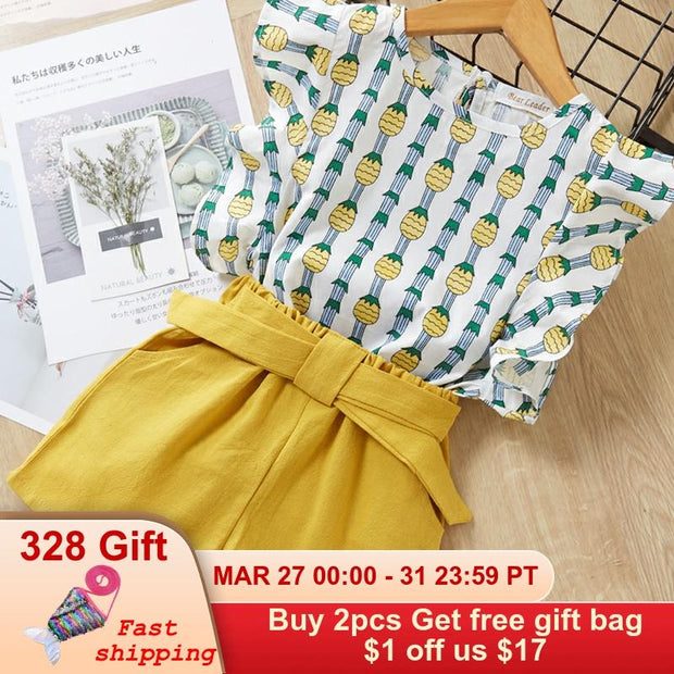 Beenira Girls Clothing Sets 2020 Summer New Products Girl Lady Child Baby Lace Ruffle Hem Sleeveless vest + Shorts Sets For 3-7Y