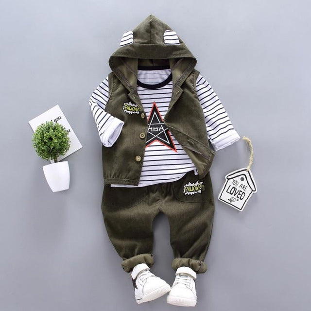 2019 New products Fashion  Children's clothing suit  Cotton products for Boys  Three-piece set Spring and autumn Kids set