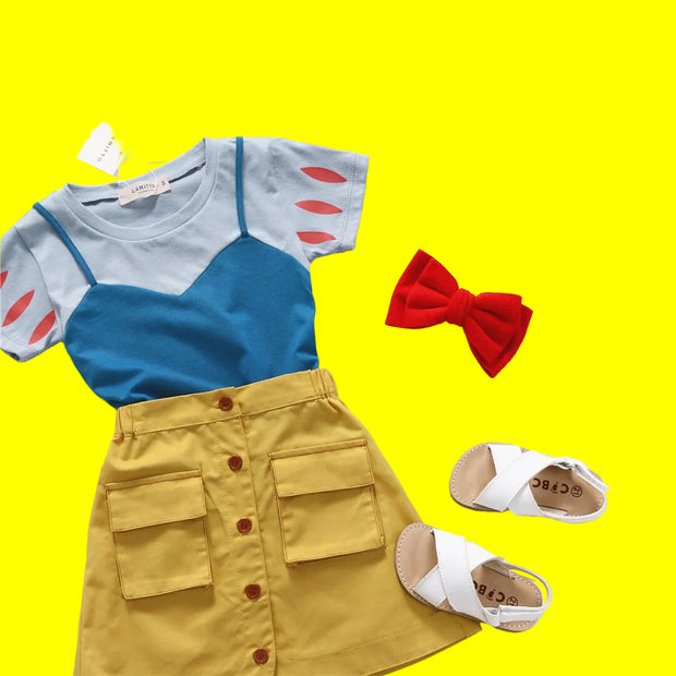 Tonytaobaby Girls Summer New Products Princess Set A- Line Matching Outfit  Girls Clothes