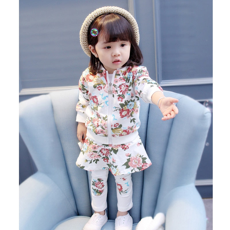 Baby Girls Clothes Sets Spring Autumn Toddler Girl Clothing Suit Kids New Flower Print Pantskirt Kid Clothing Product 1-4Y