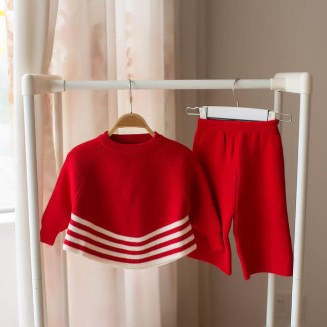 Little Girls Clothing Set Sweater Clothes For Girls Toddler Knitting Outfits Suit 2018 Fashion Soft Cute Product High Quality 5T