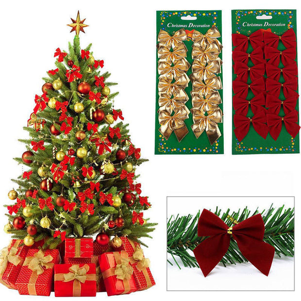 12pcs Pretty Gold Bowknots Christmas